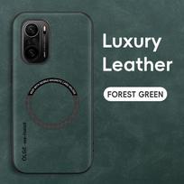 Magnetinis retro odinis dėklas Xiaomi Poco F3 PocoF3, belaidžio įkrovimo telefono dėklas For Poco F3 žalia