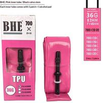 700C Tpu Inner Tube 700Cx23-32C Road Gravel Bike Plastic Valve & Removable Metal Valve Core External Thread Tube Bicycle Tire 45mm rožinė