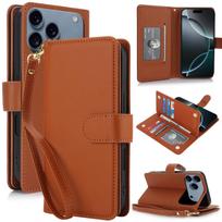 Wallet Card Slots Leather Wrist Strap Phone Case for IPhone 17E 16E 17 Air 16 15 Plus 14 13 12 11 Pro Max Purse Bracket Cover iPhone Air ruda