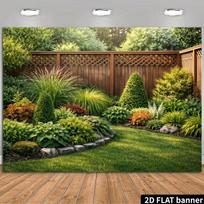 2D Backyard Garden Wood Fence Wall Tapestry Background Cloth 47.2x31.5inch/120*80cm