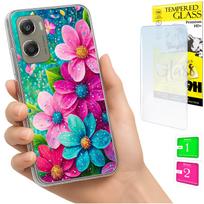 Etui Do Motorola Moto G06 / G06 Power Obudowa Case Plecki Kwiaty + Szkło