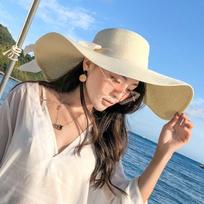 Girls New Sun Hats Women Vintage Large Brim Boater Hat Wheat Straw Summer Sun Hats Beach Travel Cap Sun Visor Cap B-7988 M