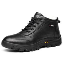 Fashion Men Shoes Genuine Leather 100% Wool Lining Winter Super Keep Warm Outdoor Ankle Boots Snow Boots Men's Casual Shoes 6 juoda
