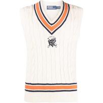 Polo Ralph Lauren SS23 Ženklelis Cricket V formos iškirptė be rankovių liemenė Vyriškos liemenės Šviesiai kreminė 710901528-001 S white