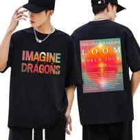 Imagine Dragons Band Loom Tour 2025 Print TShirts Men Women Retro Trendy Hip Hop Short Sleeve Oversized Cotton Tshirt Streetwear M
