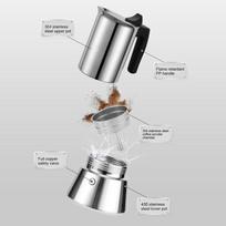 Stainless Steel Stovetop Moka Pot Large Capacity Stovetop Espresso Maker Moka Pot  Coffee Making 2cup
