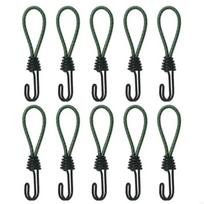 Bungee Cord with Hooks 10 Pack Superior Rubber Heavy Duty Straps Strong Elastic Rope for Outdoor Tent Luggage Rack Camping Cargo žalia