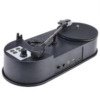 Tiesioginės pavaros vinilo plokštelių į MP3 konverteris, patefono į MP3 adapteris į USB diską/ Micro SD kortelę, 3,5 mm AUX prievadas, 2 reguliuojami greičiai, juodas