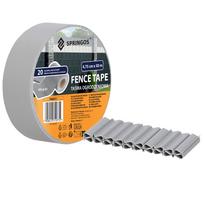 Šviesiai pilka PVC tvoros juosta su spaustukais, Springos® FN0013, 4,75 cm x 50 m, 450 g/m²