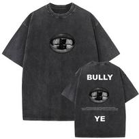Reperis Kanye West Bully Albumas 2026 Vintažiniai skalauti marškinėliai Vyriški gotiški apvalios apykaklės madingi trumparankoviai marškinėliai Hip Hop gatvės apranga S įvairiaspalvis