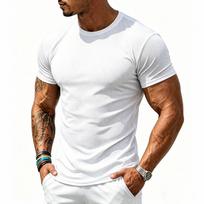 Men Solid Color Textured Crew Neck Short Sleeve T-Shirt (Multiple Colors) S balta