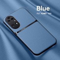 For Huawei P50 P50 Pro leather texture built-in magnetic TPU soft edge anti-drop anti-fingerprint phone case For Huawei P50 šviesiai mėlyna spalva