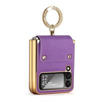 PU Leather Z Flip 4 Case with Finger Ring All-Inclusive Phone Cover for Galaxy Z Flip 7 6 5 - Z Flip 3 Phone Case with Holder Galaxy Z Flip6