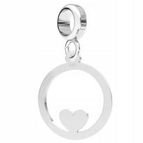 Charms Srebrny Blaszka Koło Kółko Serce Serduszko Heart Srebro 925