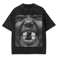 Rapper Kanye West Bully Album Washed T-shirt Summer Men's and Women's Cotton Fashion Oversize Short Sleeve Top S