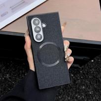 For Samsung Galaxy Z Fold 7 Case Luxury PU Cloth Magnetic Wireless Charging Protective Back Cover Case For Z Fold7 6 5 Shell Galaxy Z Fold7 juoda