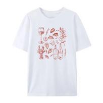 Trendy Summer Ins Women's Retro Seafood Printing T-Shirt Trendy Retro Y2k Oyster Lobster Cute Loose 4XL