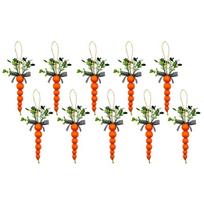10pcs Easter Carrot Hanging Ornaments Wood Artificial Carrots Wood Carrot Pendant for Easter Decoration Easter Party 1