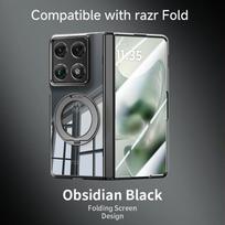 Dėl Motorola Razr Fold dėklo Kietas PC Skaidrus vidurinis vyris Žiedas Laikiklis Magnetinis Apsauginis Galinis Dangtelis Dėl Moto Razr Fold Korpusas Motorola Razr Fold juoda