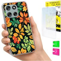 Etui Do Motorola Moto G56 Obudowa Foto Case Plecki Grafika Liscie + Szkło