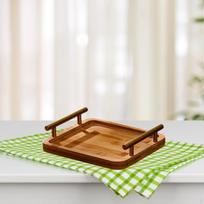 Stačiakampis medinis padėklas arbatai ir užkandžiams patiekti namuose Light Wood L