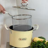 5.2L Deep Fryer Pot with Detachable Strainer for Chicken and Tempura geltona