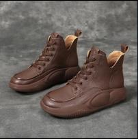 Retro High Top Casual Shoes  Autumn/Winter New Thick Sole Elevated and Velvet High Top Women's Shoes Platform Sneakers Traf 36