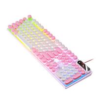 Wired Keyboard, Retro Punk Keycaps, Mechanical Feel, USB Interface, White And Pink Mixed Light Keyboard rožinė