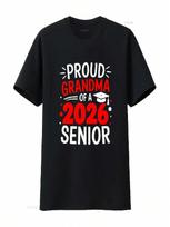 Proud Grandma Of A 2026 Senior T Shirt Class Graduation Graduate Vintage Washed Graphic Top For Everyday Wear Streetwear Casual S įvairiaspalvis