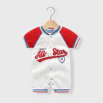Vasaros patogūs kūdikių berniukų kombinezonai nuo 0 iki 18 mėn. Romperiai berniukų drabužiai medvilninis trumpomis rankovėmis bodis sportinis Onesie kombinezonai 59cm raudona