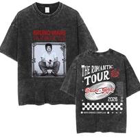 Amerikietis dainininkas, reperis Bruno Marsas Romantiškasis turas 2026 m. Vintage skalbinti marškinėliai Vyrams Moterims Punk Gotikinė mada Medvilniniai trumparankoviai marškinėliai Streetwear S įvairiaspalvis
