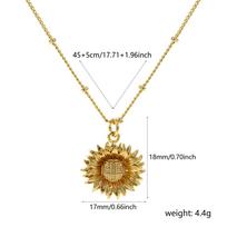 1 Piece Curb Link Chain Sunflower 18K Gold Plated Pendant Charm Necklace Brass 45cm(17.7 ) + 5cm(2 ) For Women Jewelry Gift