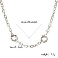304 Stainless Steel Wholesale Link Cable Chain Necklace Double Spring Buckle Silver Plated Women  Simple Gift Jewelry 1 Piece