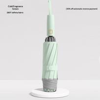 New 10-bone automatic reverse umbrella with color-coordinated handle, men's business umbrella Cold fragrance Green