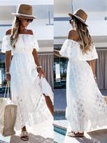 Vasarinė balta suknelė moteriai 2026 m. Madingi atsitiktiniai paplūdimio drabužiai Sluoksniuoti komplektai Nauji Boho Hippie Chic Ilgos Maxi suknelės Elegantiška šventinė S balta