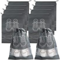 10pcs Shoes Storage Organizer Bags Non-woven Travel Portable Closet Bag Waterproof Pocket Clothing Tranparent Hanging Bag 32x44cm