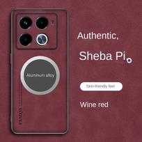 Sheep Skin Leather Case for Infinix Note 40 Pro 50 Case Magnetic Car Protective Case for Infinix Note40 Pro Plus Cover Shell For note50 raudona
