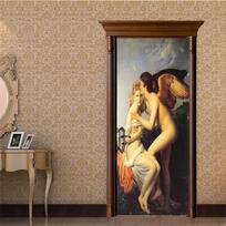 Renesanso neoklasikinė Meilė Dievas pirmasis bučinys durų lipdukai Dekoratyviniai lipdukai Lipnūs vandeniui atsparūs reljefiniai tapetai freskos dekoras 77X200cm