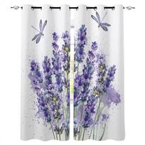 Violetinės gėlės Levandos Dragonflies Baltos Blackout užuolaidos Svetainei Miegamajam Spausdintos langų apmušalai Namų dekoras W135 x H60cm