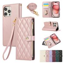 Crossbody Wrist Strap Leather Phone Case for IPhone 16 15 14 11 Pro Max 13 12 MIni XS XR 7 8 Plus Wallet with Card Holder Cover iPhone 16 Pro Max