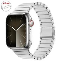 Men Titanium Link Band for Apple Watch 46mm Strap Ultra 2/1 49mm Magnetic Watch Bracelet for Iwatch 10 9 8 7 6 5 Se 4 45mm 44mm 49mm 46mm 45mm 44mm sidabras