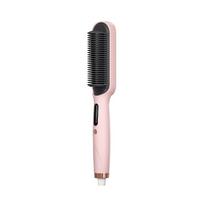 5000W Negative Ion Hair Straightener Comb Ceramic Heating Brush For Frizz Free Smooth Hair EU rožinė