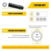 AD23-7 Spline Lug Nut Key 6 Spline Lug Nut Socket Removal Tool, 2 PCS Dual Hex Drive Aftermarket Wheel Lock Key Replacement juoda