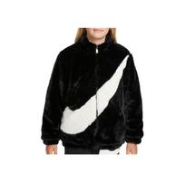 Nike Big Swoosh Dvipusė Fleece Striukė Juoda Balta Jaunimui DV6207-010 L white