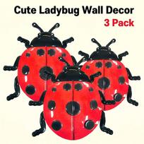 3 vnt. Metaliniai boružėlių sienos dekorai, mielos geležies meno puošmenos namams, sodui, terasai ir durų dekoravimui 3pcs Red Ladybugs