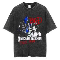 Washed Vintage Michael Jackson Tour 1988 T-shirt Men Women Retro Gothic Rock T Shirts Male Hip Hop Oversized T-shirts Streetwear S įvairiaspalvis