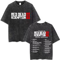 Washed Vintage Game Player Red Dead Redemption 2 Merch T-shirts Men Otaku Lover Short Sleeve T Shirts Women Oversized Streetwear S įvairiaspalvis