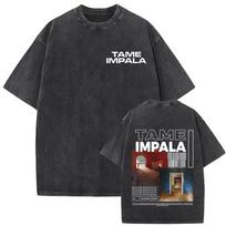 Tame Impala Deadbeat Tour 2026 Vintage Washed T-shirt Mens Hip Hop Oversized Short Sleeve T Shirts Casual O-Neck Cotton T Shirts S įvairiaspalvis