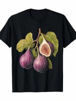 S T-Shirt With Vibrant Fig Fruit Graphic Art - Casual Short Sleeve Round Neck Tee, Digital Print For Durability, Machine Washable, Allseason Comfort, S įvairiaspalvis