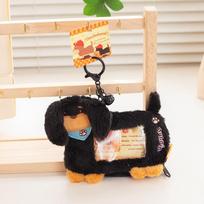 Žavingas takso šuo pliušinis raktų pakabukas monetų dėklas įvairių unikalių spalvų Black Dachshund